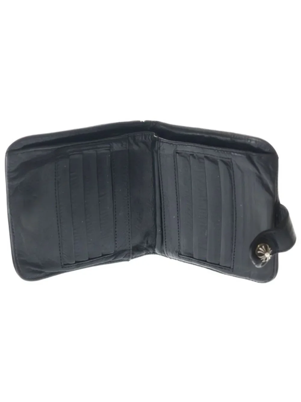 Chrome Hearts SQ Btn Bill Squarebutton Flap Button Wallet Bi Foldwallet Black